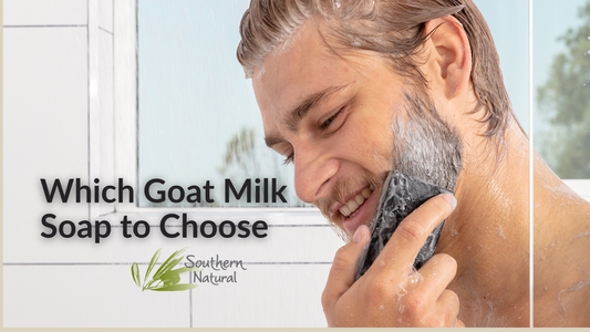 a man washing his beard, "which goat milk soap to choose"