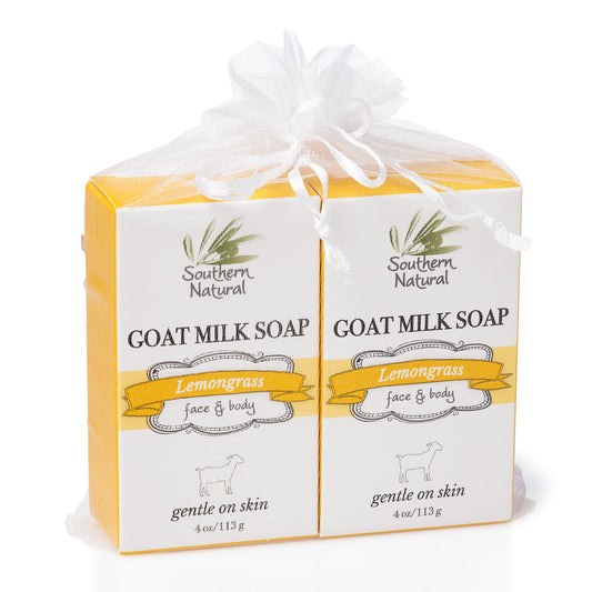 Gift Set - Two Goat Milk Soap Bars With Wooden Dish & Lip Balm