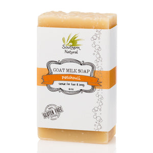 A bar of Patchouli Goat’s Milk Soap from Southern Natural