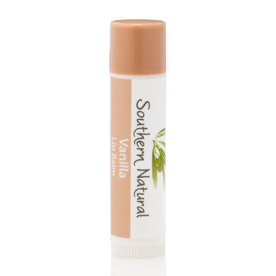 A picture of a stick of Vanilla Natural Lip Balm, sold by Southern Natural